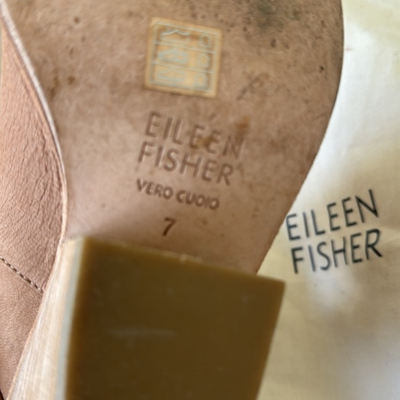 EILEEN FISHER Ives leather booties size 7 brown tan zipper - Picture 5 of 7